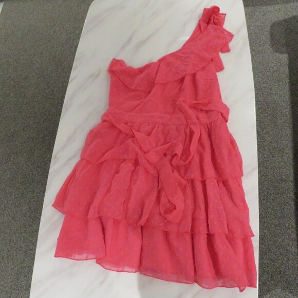 Showpo Pink One-Shoulder Ruffle Dress - Picture 3 of 13